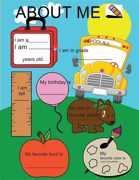 All About Me Poster Template For Kids Example