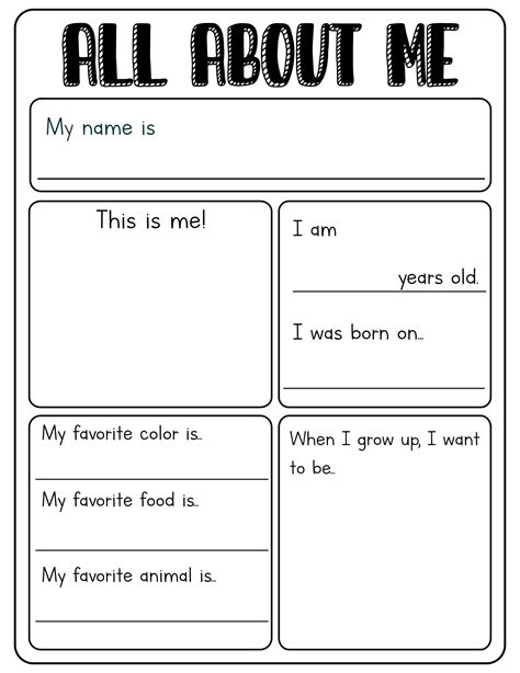 All About Me Template Inspiration