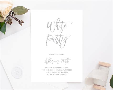 All-White Party Invitation Template 2