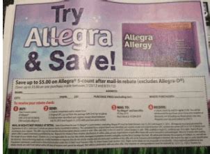 Allegra-D mail-in rebates