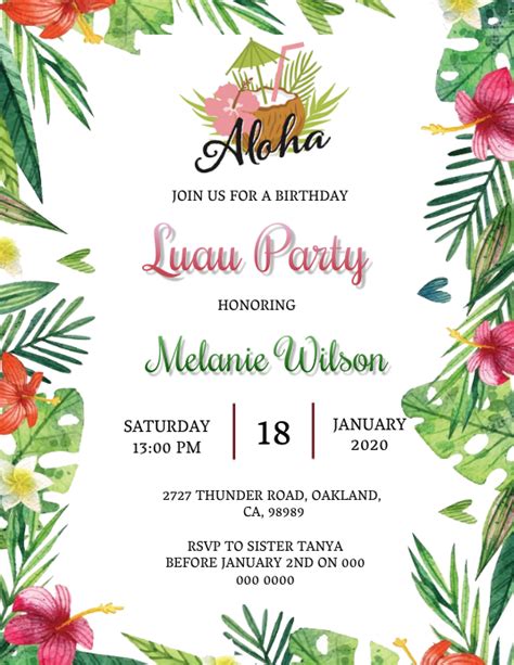 Aloha Floral Invitation