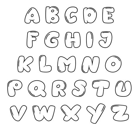 Bubble Letter Alphabet Printable Template For Kids