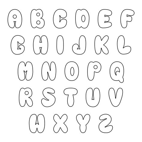 Bubble Letter Alphabet Printable Template For Kids