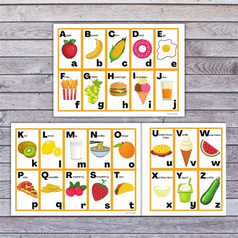 Alphabet Flashcards with Food