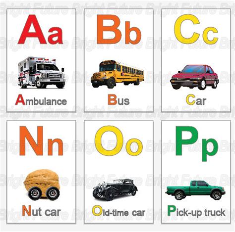 Alphabet Flashcards with Vehicles