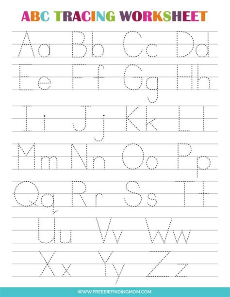 Alphabet Tracing Worksheet Example 1