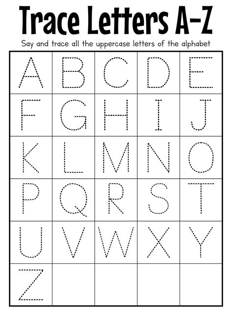 Alphabet tracing worksheet printables for kids