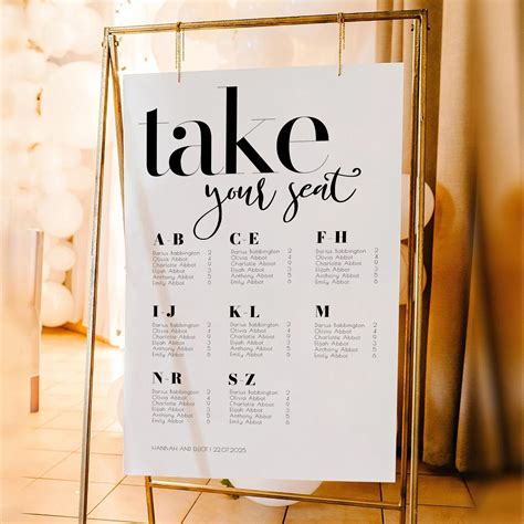 Alphabetical Wedding Seating Chart Template