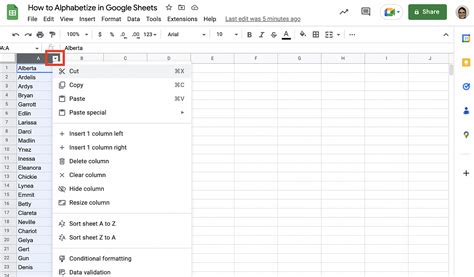 Alphabetize in Google Sheets 3