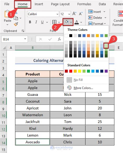 Alternate Row Color in Excel