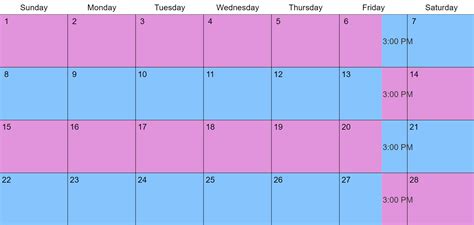 Alternate weeks custody schedule