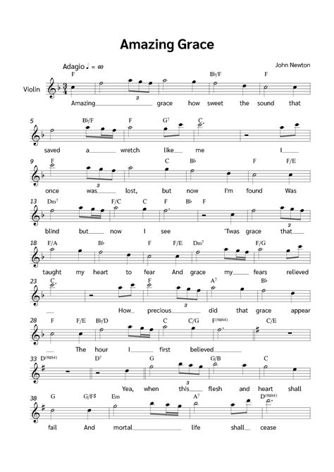 Amazing Grace Solo Sheet Music