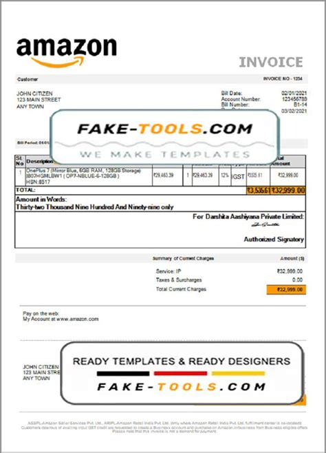 Amazon Invoice Template