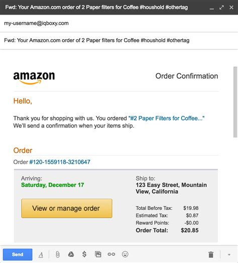 Amazon Receipt Email