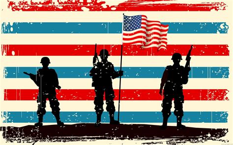 American Flag With Soldiers