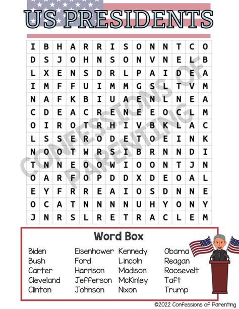 American Presidents Word Search Printable 5