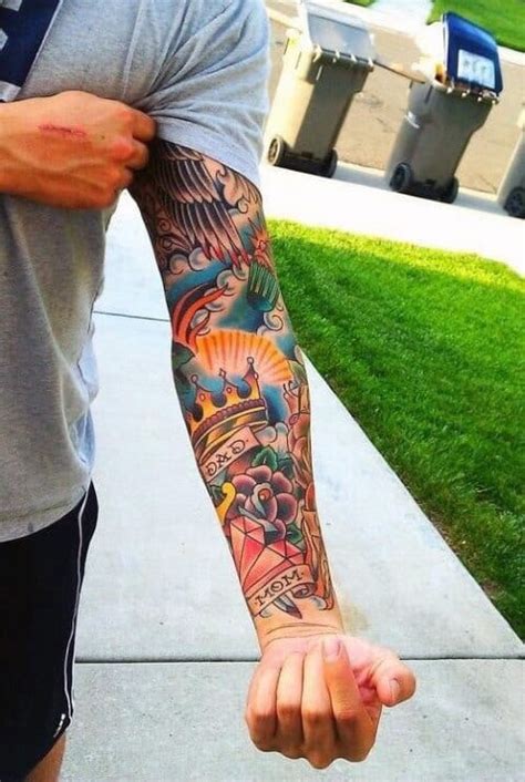 American Traditional Forearm Sleeve Tattoo