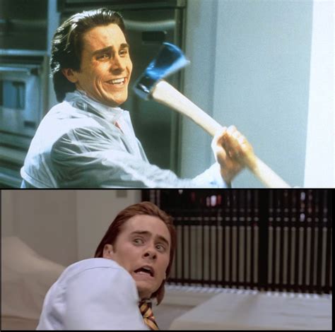 Patrick Bateman's bloodstained face meme