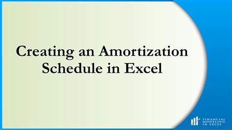 Amortization Schedule Tutorial