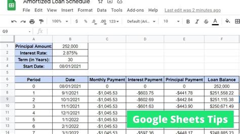 Amortization Template in Google Sheets