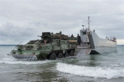 Amphibious warfare involves the use of ships and landing craft to transport troops and equipment ashore