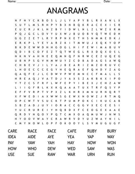 Challenging Anagram Word Search Puzzle 1