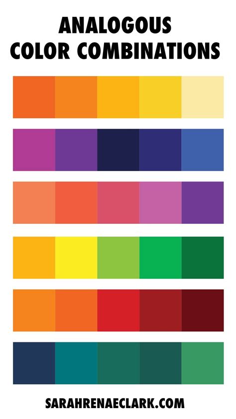 Analogous Color Swatch Chart