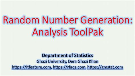 Using the Analysis ToolPak to generate random numbers in Excel