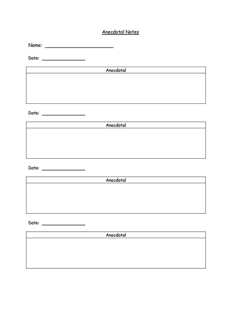 Anecdotal Note Template Example