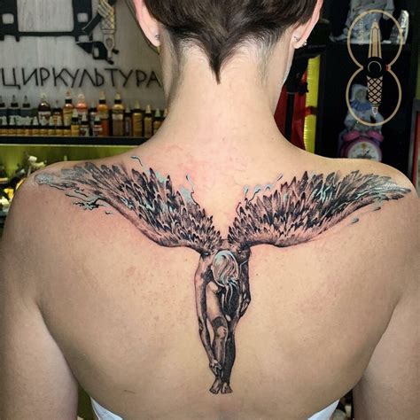 Angel back tattoos for men