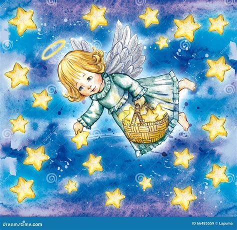 Angels and stars clipart