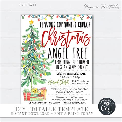 An Angel Tree flyer with a photo of a family in need