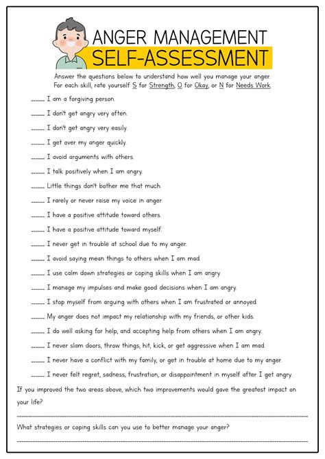 Anger Management Worksheets for Adults