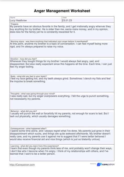 Anger Management Worksheets PDF