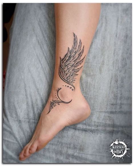 Angle tattoos on the ankle