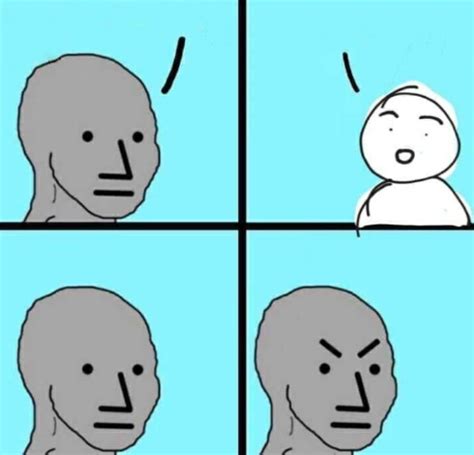 Angry NPC meme template poking fun at gaming culture