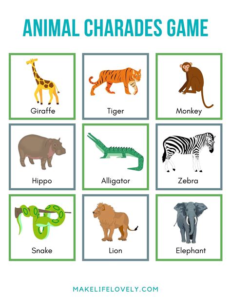 Animal charades for kids