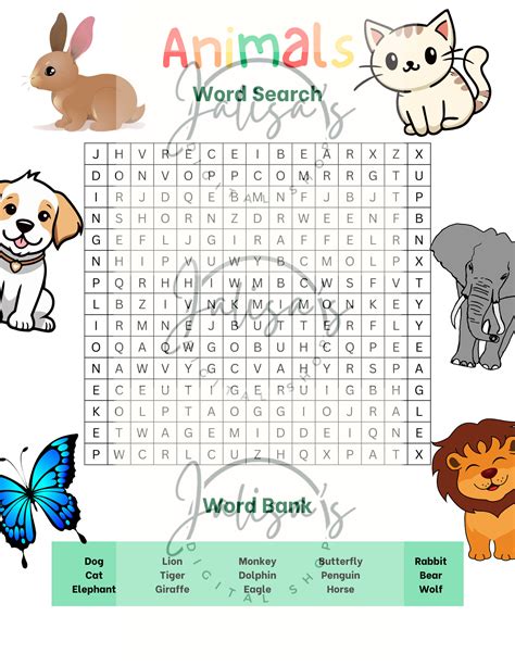 Animal-themed Word Search