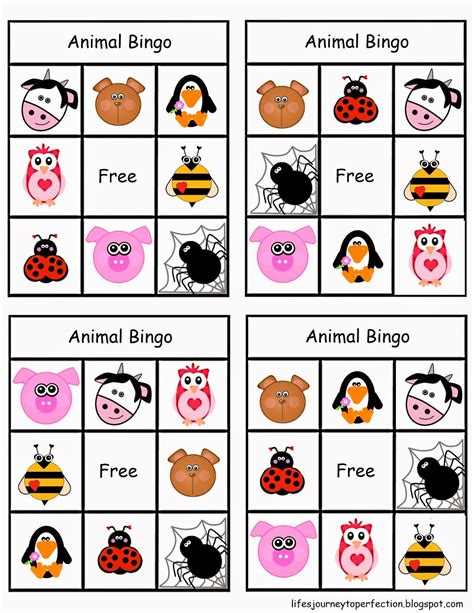 Animals Bingo Pattern