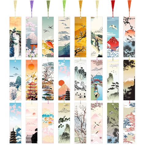 Anime bookmarks with colorful tassels