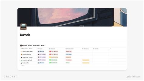 Anime Watch List Notion Template Tips