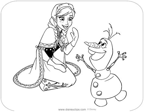 Anna and Olaf Coloring Page