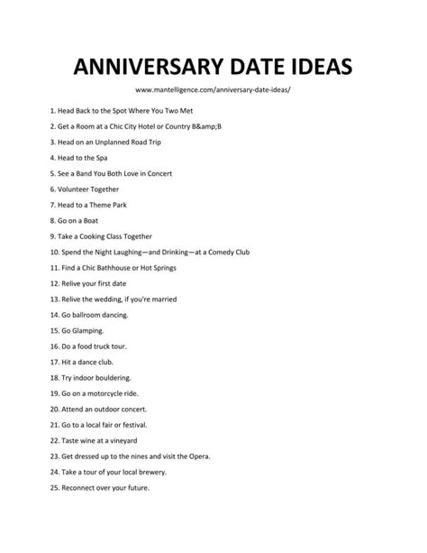 Anniversary date ideas for couples