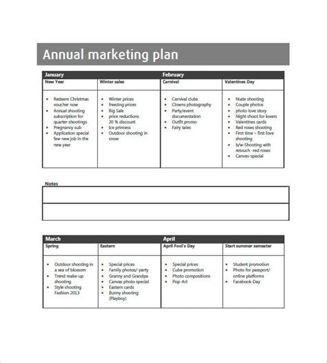 Annual Marketing Plan Template in Excel