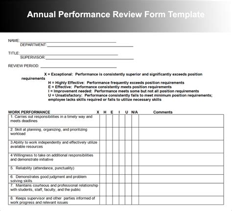 Annual Performance Review Form