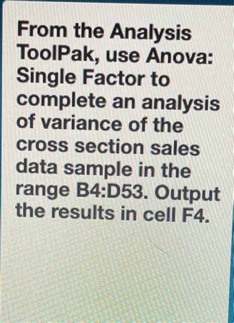 Finding the ANOVA ToolPak in Excel