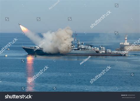 Anti-ship missiles on a naval vessel