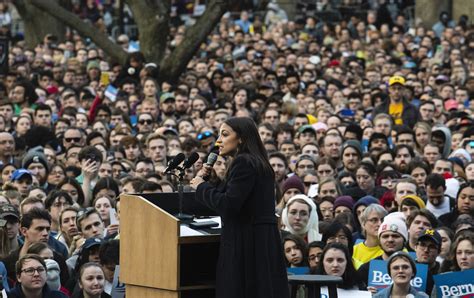 AOC speaking at a campaign rally