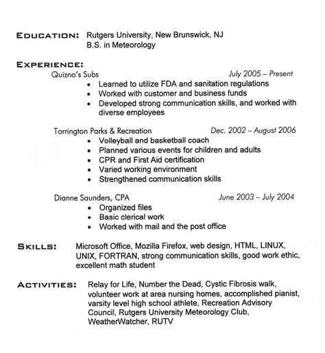 APA Format Resume Template Example 1