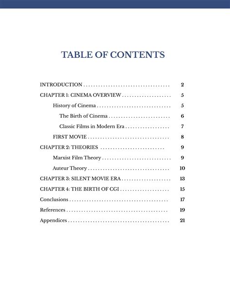 APA Style Table of Contents Template